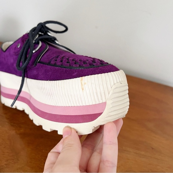 COACH • Platform Sneaker creeper chunky purple suede leather lug sole grunge - Picture 11 of 13